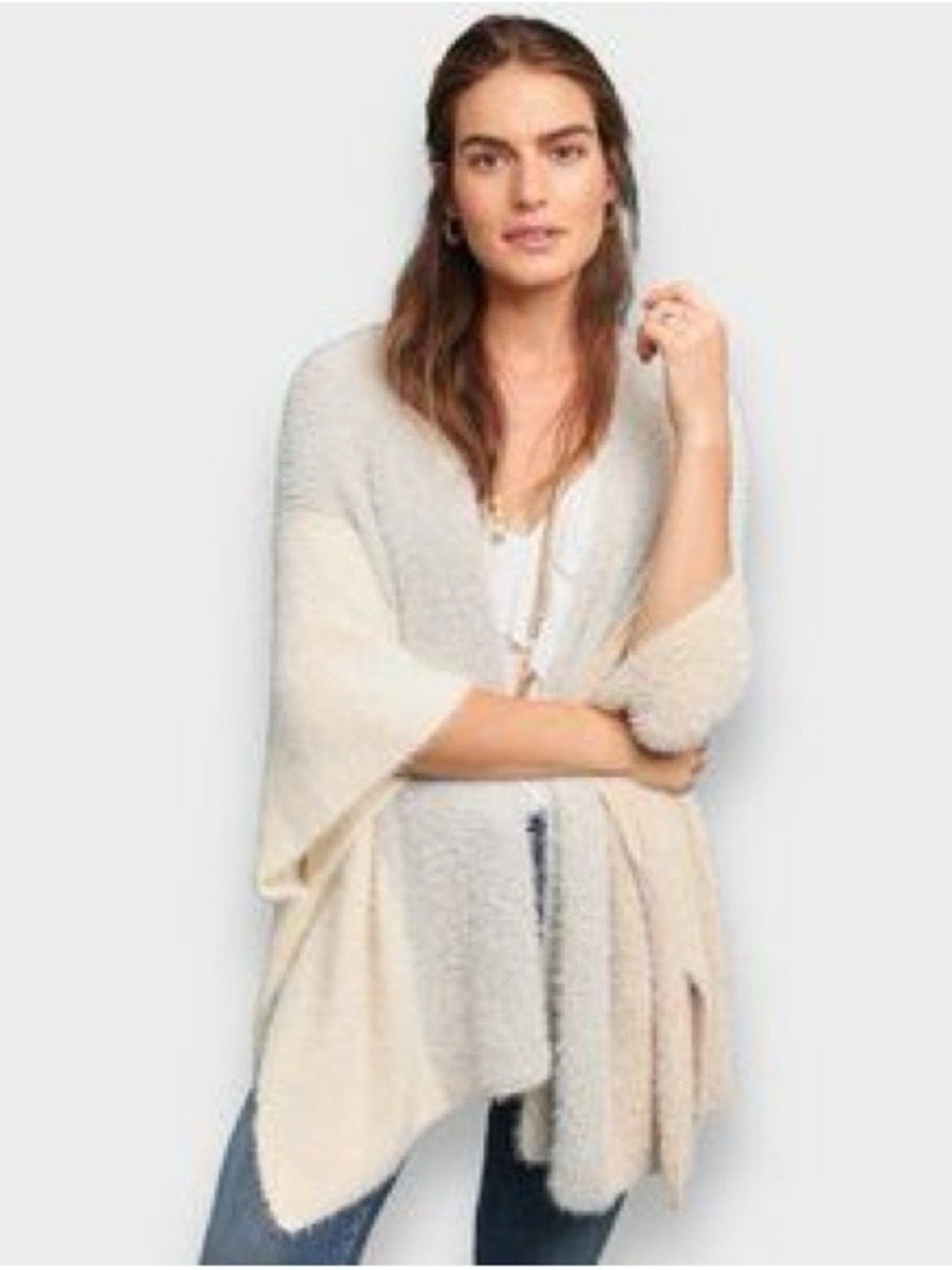 Anthropologie Open-Front Colorblock Poncho Wrap